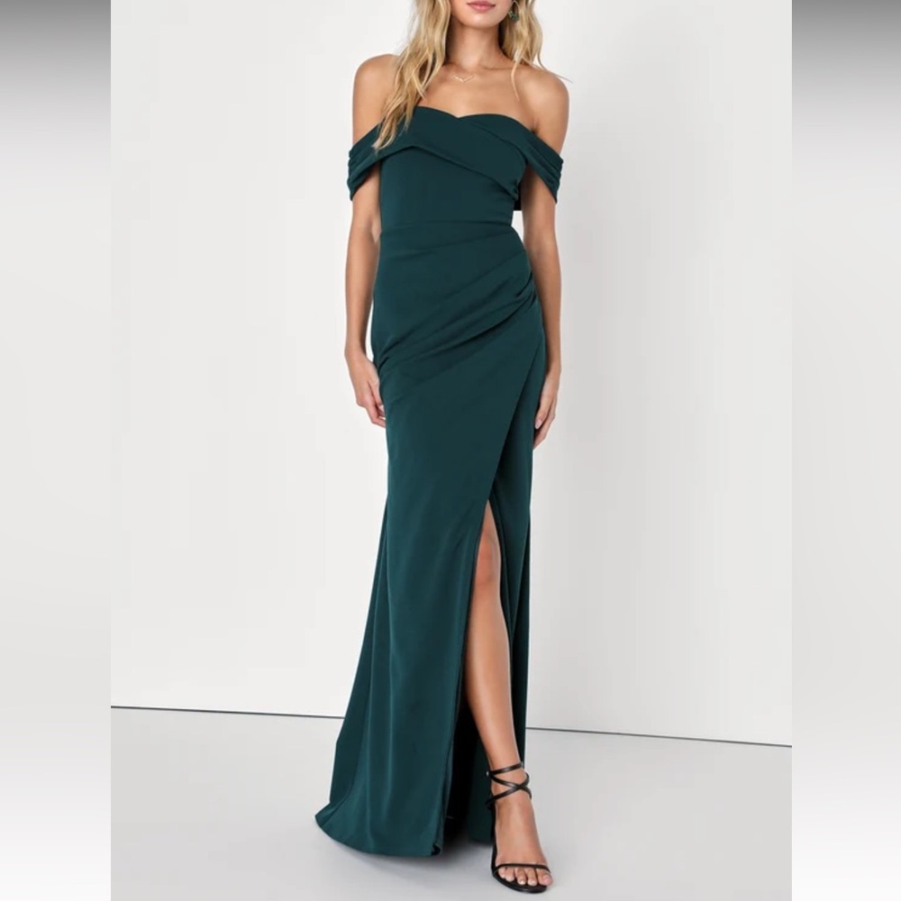 Emerald floor length long wedding guest or prom dress